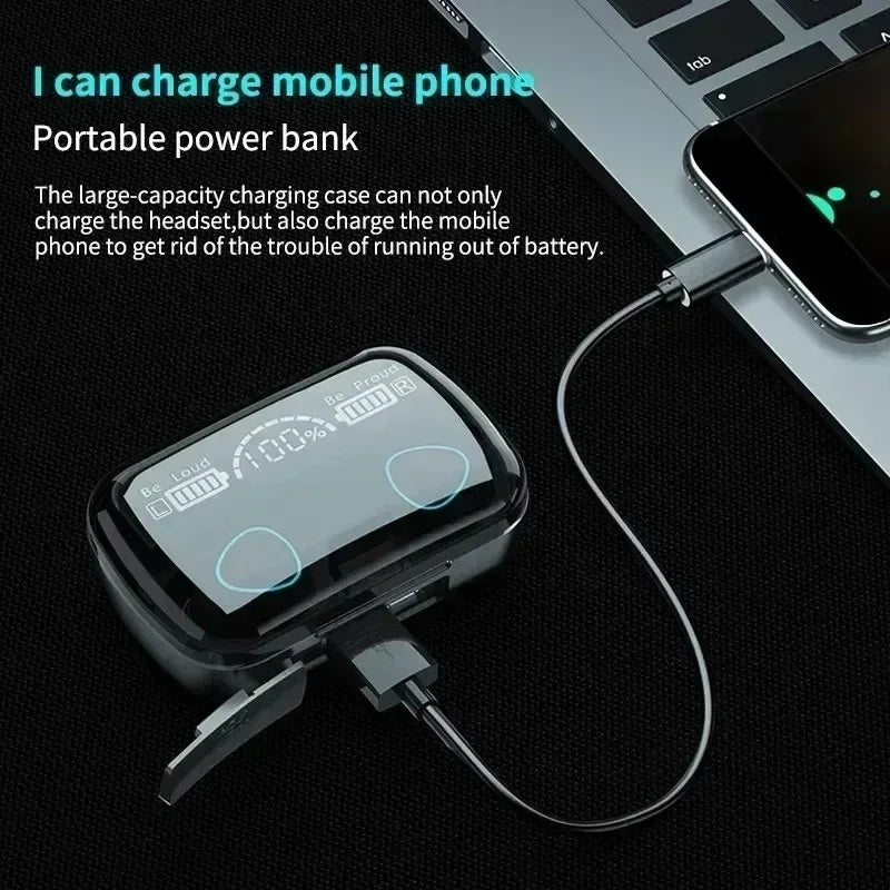 YFA Wireless Bluetooth Earphones Large Screen Intelligent Digital Display In Ear Breathing Light