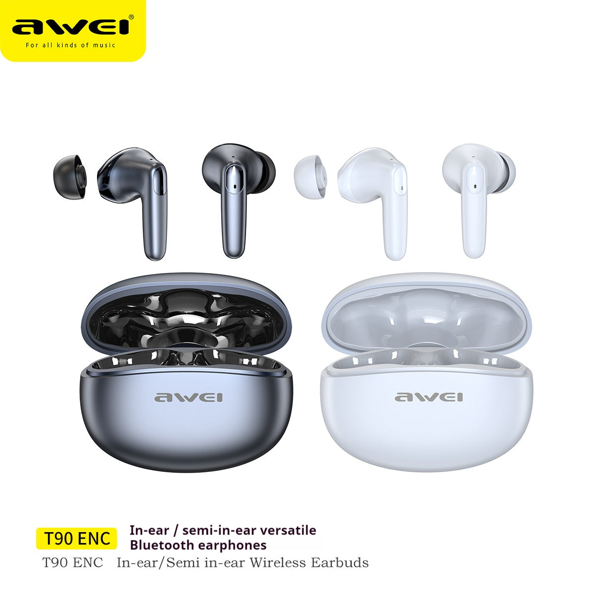 YFA AWEI ENC In-ear Semi-in-ear Noise Cancelling Bluetooth Headphones