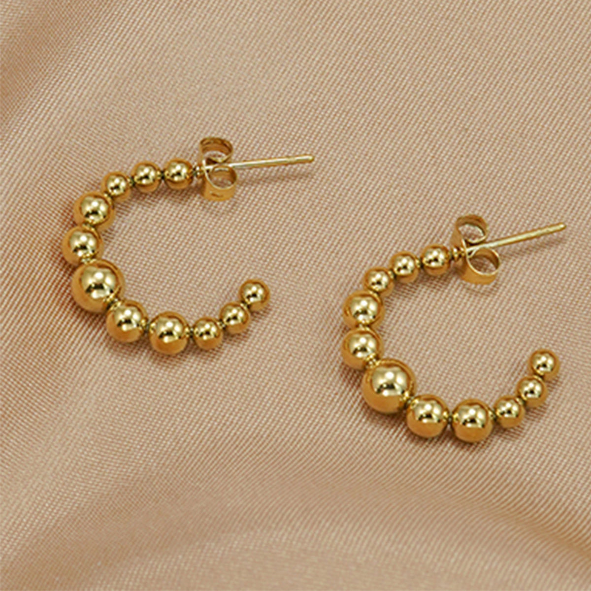 YFA Golden Jewelry Set - Crescent Pendant Necklace & Earrings, Minimalist Metal Accessories