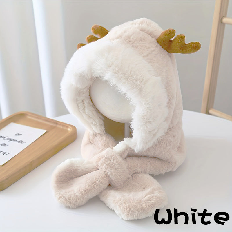 YFA Winter Antlers Baby Hat With Scarf For 5-10 Y Children