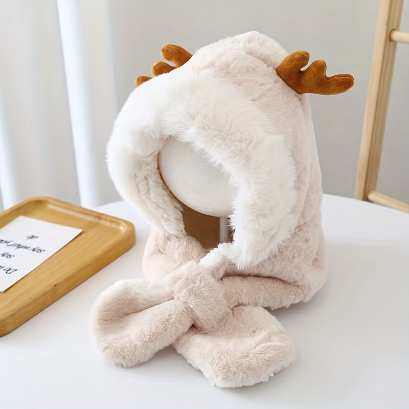YFA Winter Antlers Baby Hat With Scarf For 5-10 Y Children