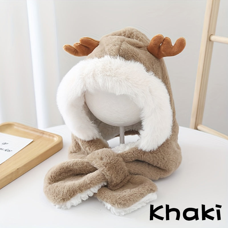YFA Winter Antlers Baby Hat With Scarf For 5-10 Y Children