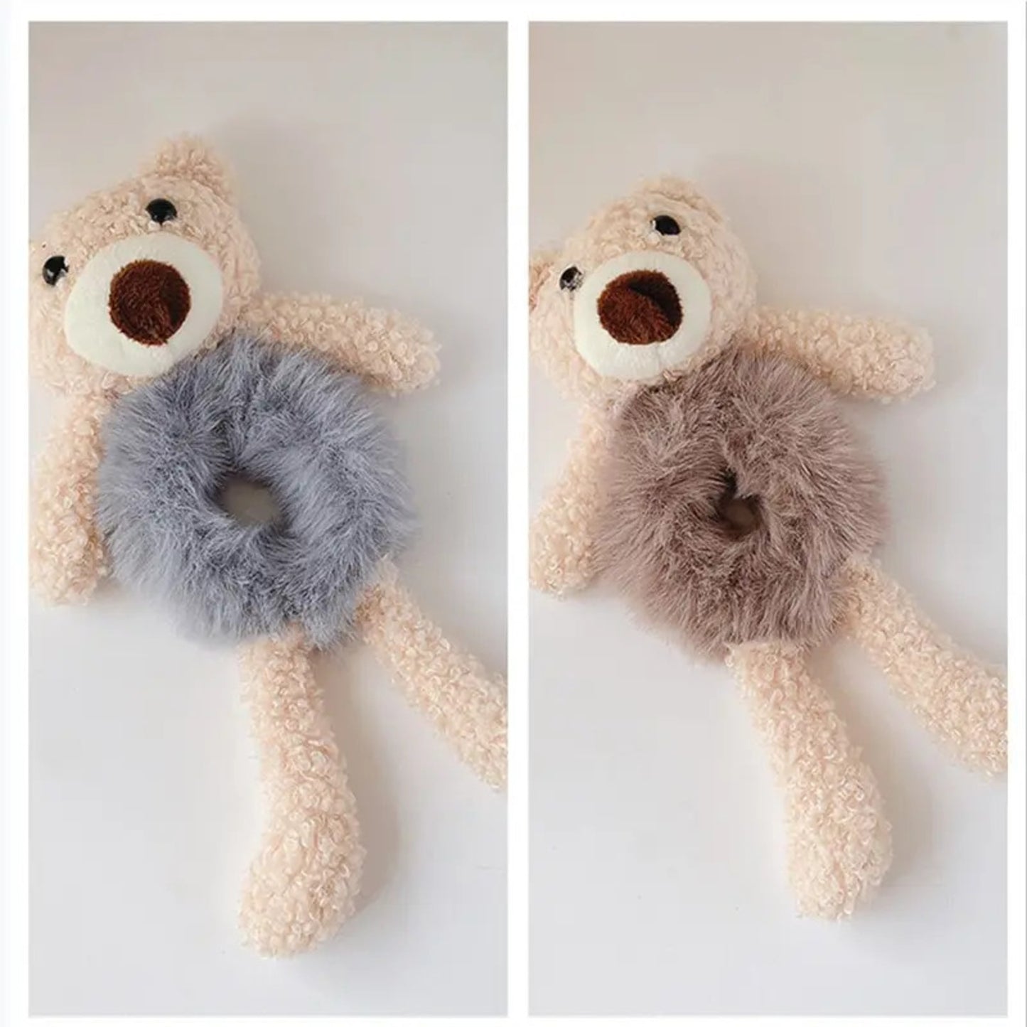 YFA Girls Scrunchies Bear and Band Rabbit Fur Hair Accessories