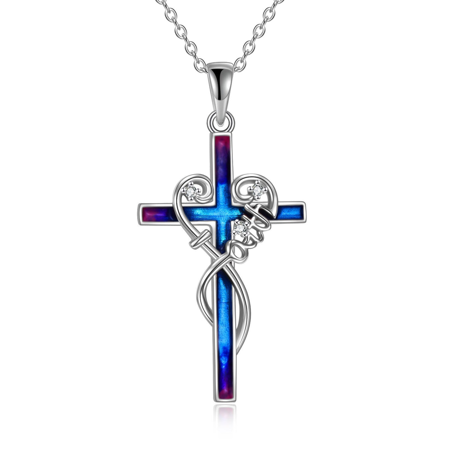 YFA Sterling Silver Women Religious Cross Pendant Necklace Jewelry