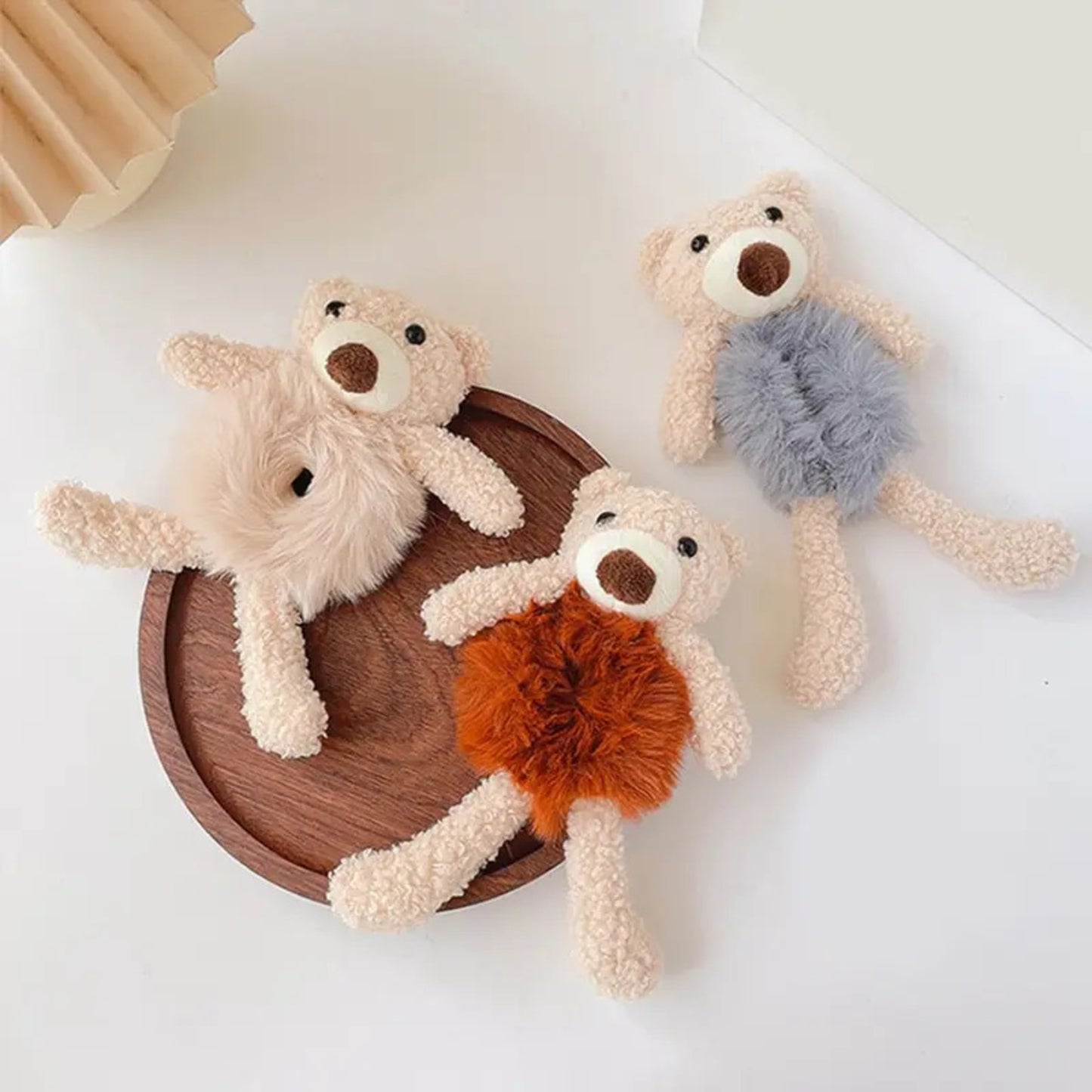YFA Girls Scrunchies Bear and Band Rabbit Fur Hair Accessories