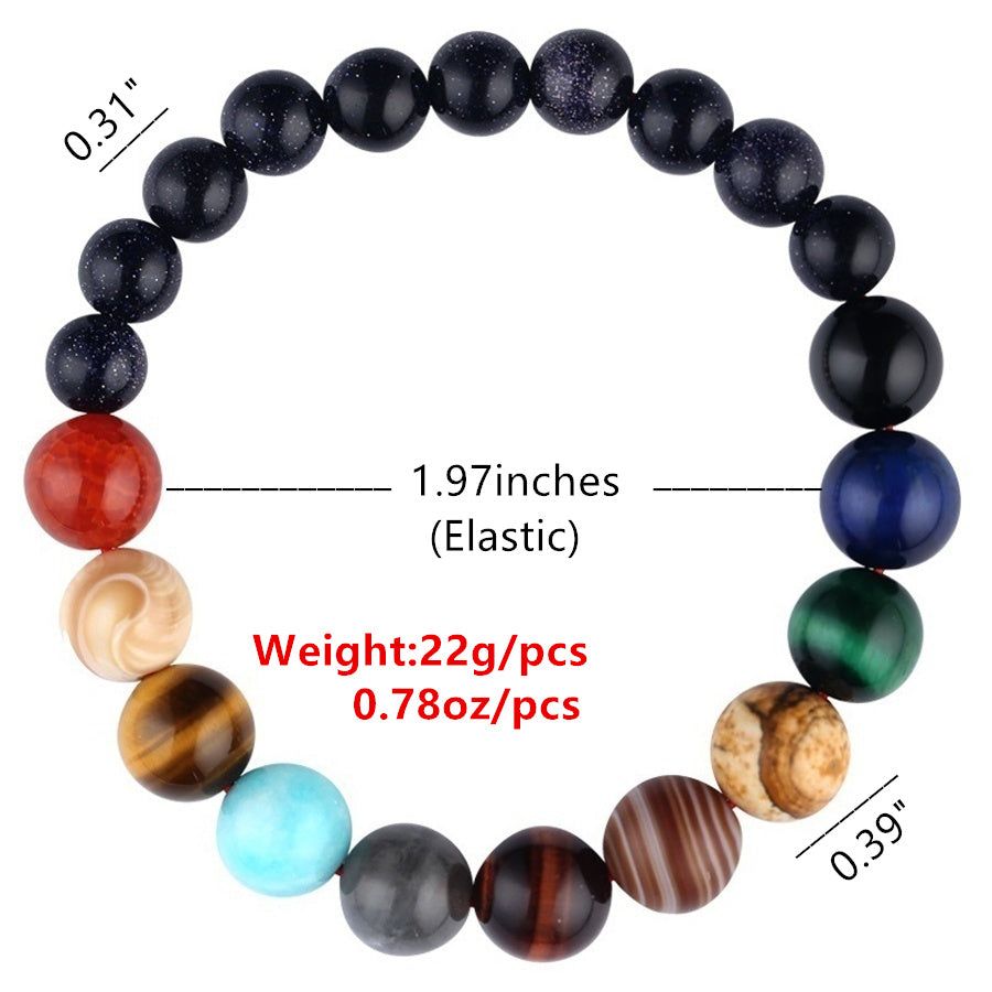 YFA Eight Planets Beaded Bracelet/Men's Natural Stone Cosmic Yoga Chakra Solar Bracelet/Handmade Bohemian Natural Stones Bracelet