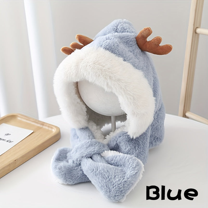 YFA Winter Antlers Baby Hat With Scarf For 5-10 Y Children
