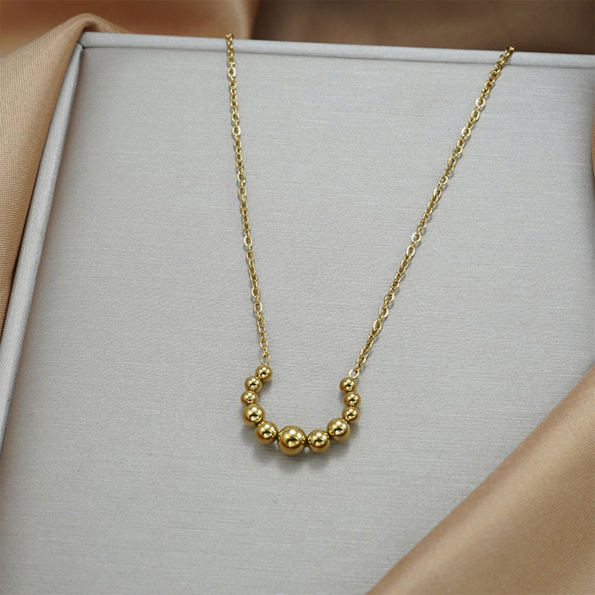 YFA Golden Jewelry Set - Crescent Pendant Necklace & Earrings, Minimalist Metal Accessories