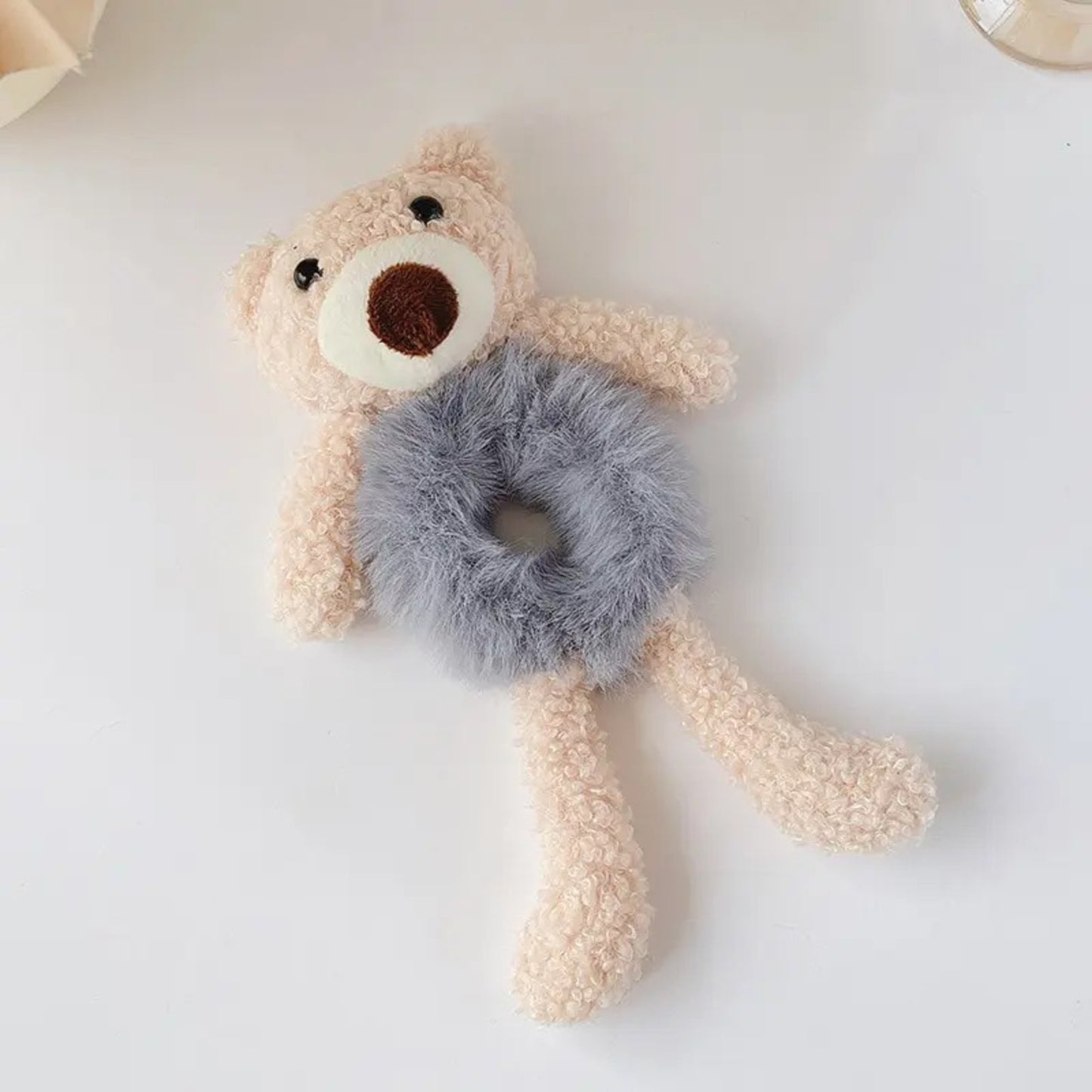 YFA Girls Scrunchies Bear and Band Rabbit Fur Hair Accessories