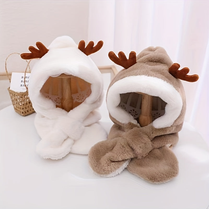 YFA Winter Antlers Baby Hat With Scarf For 5-10 Y Children